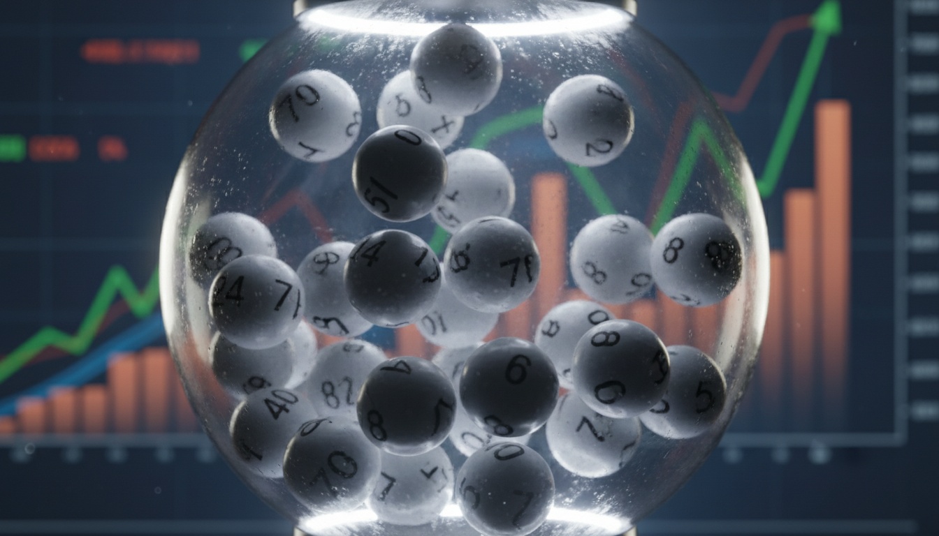 Lottery balls displayed in a drawing machine with selective focus, representing the Mega Millions prize structure and odds explained in the article.