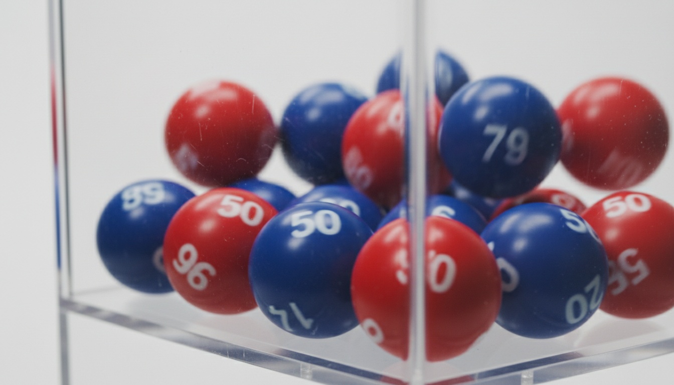 Lottery balls inside a drawing machine with selective focus, representing statistical analysis of Powerball and Mega Millions draw data.