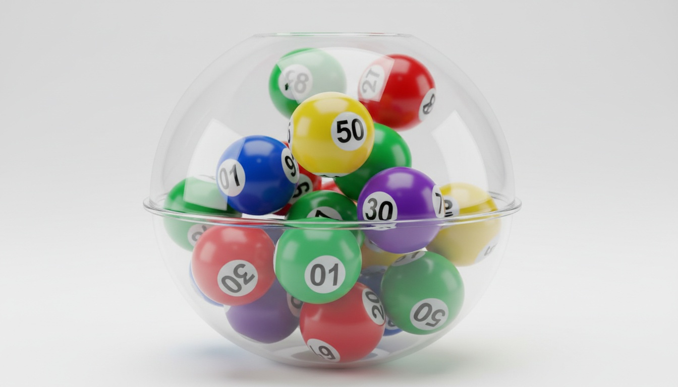 Close-up of numbered lottery balls in a drawing machine with soft professional lighting and shallow focus effect.